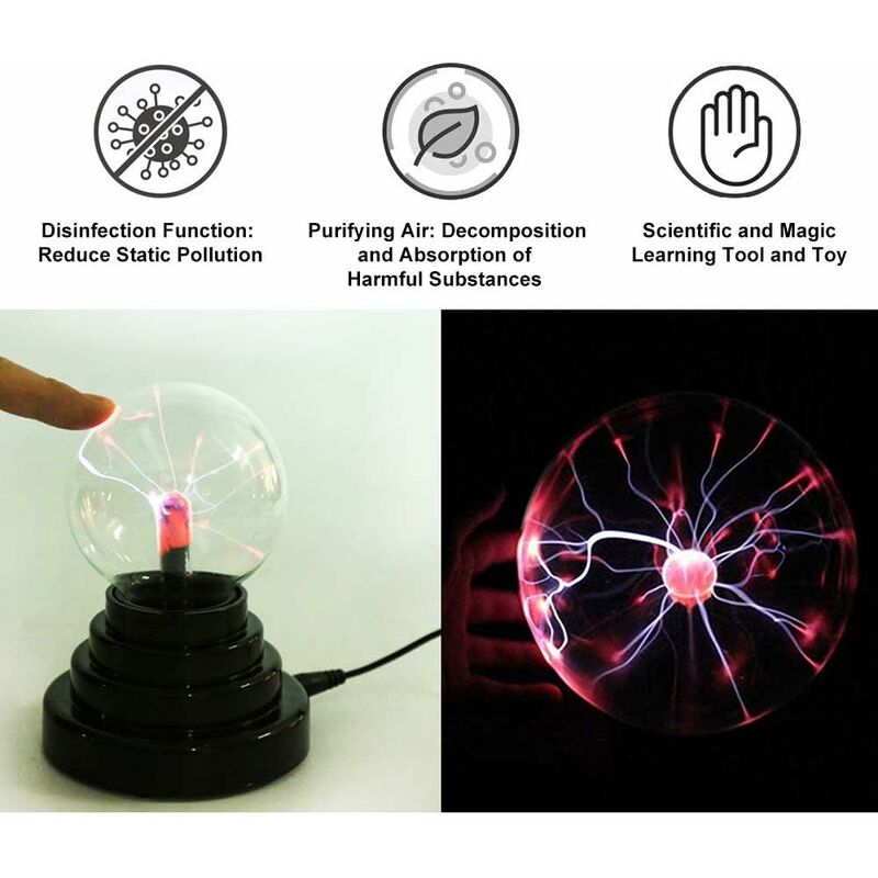 Nouveauté Jouet USB Boule Plasma Électrostatique Sphère Lumière Magique  Cristal Lampe Boule Bureau Jouet Fête de Noël Touch Sensible