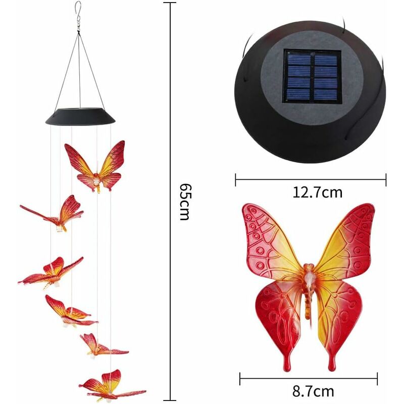 Papillon Solar LED  Carillons éoliens solaires papillon éclairage
