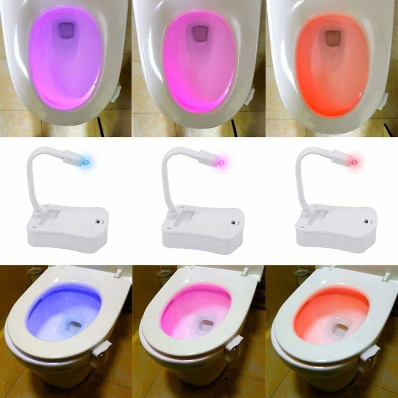 Lampe à poser,LED toilette veilleuse 8 couleurs modifiable WC lampe PIR  capteur de mouvement toilette - Type 8 colors changble