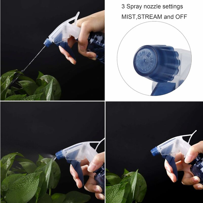 Flacons Pulvérisateurs 500ml Plastique Brume Fine Vaporisateur Vide Spray  Bouteilles pour Nettoyage Jardinage et L'alimentation