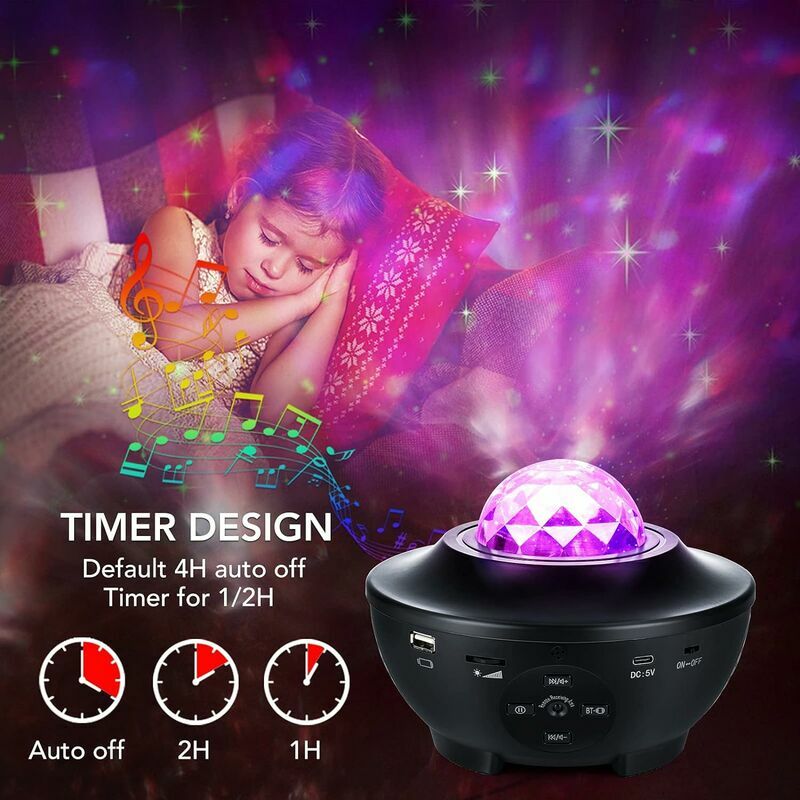 Projecteur LED ciel étoilé, télécommande et minuterie, haut-parleur  Bluetooth, veilleuse rotative Delicacy pour chambre d'adulte, fête  d'anniversaire