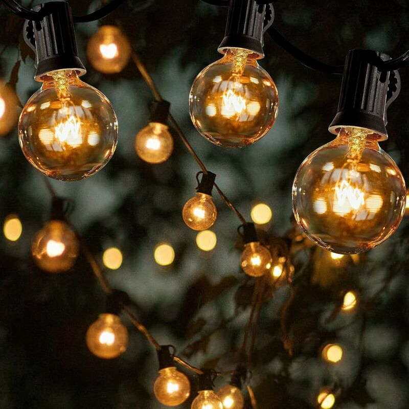 Guirlande Lumineuse d'Extérieur 7,62 m 25 Ampoules avec 2 Ampoules de  Rechange Guirlande Lumineuse