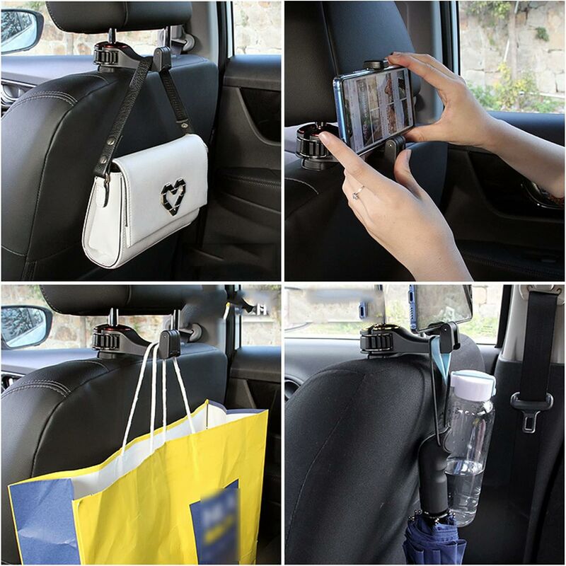 Siège de voiture Support universel Crochet Multifonction Siège avant arrière  Accessoires de siège arrière pour sac Tissu Smartphone Bourse Alimentaire  Manteau en tissu Sac à provisions 155.53cm Lilari