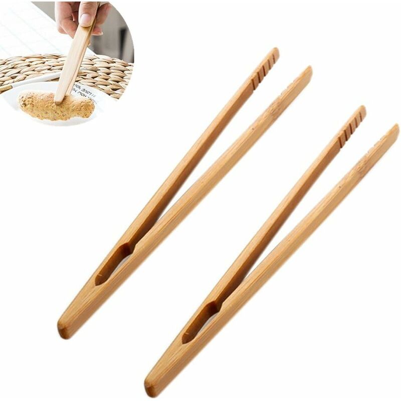 Pince à toast en bambou, mini pince de cuisine en bois de 7