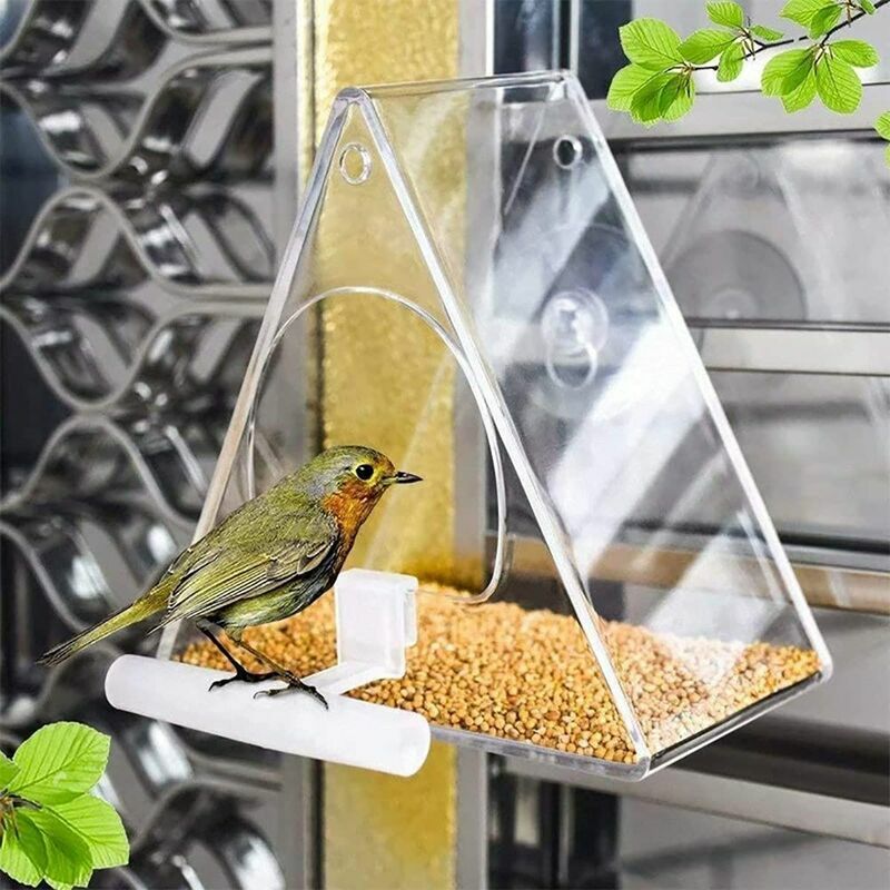 Flexi Mangeoire à fenêtre pour oiseaux sauvages, transparente