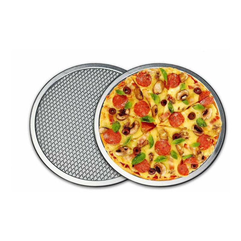 Plaque à pizzas, Lot de 20, Plat à four, Acier au carbone, Moule, Plateau,  Antiadhésive, Ronde, ∅ 32 cm, Gris