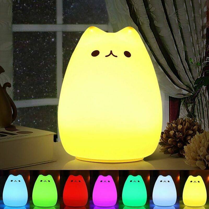 Forme Poire Créative Veilleuse Enfant avec Fonction Minuterie, 7 Couleurs  Lumière LED Veilleuse Enfant Rechargeable Avec de USB, Lampe de Chevet  Veill