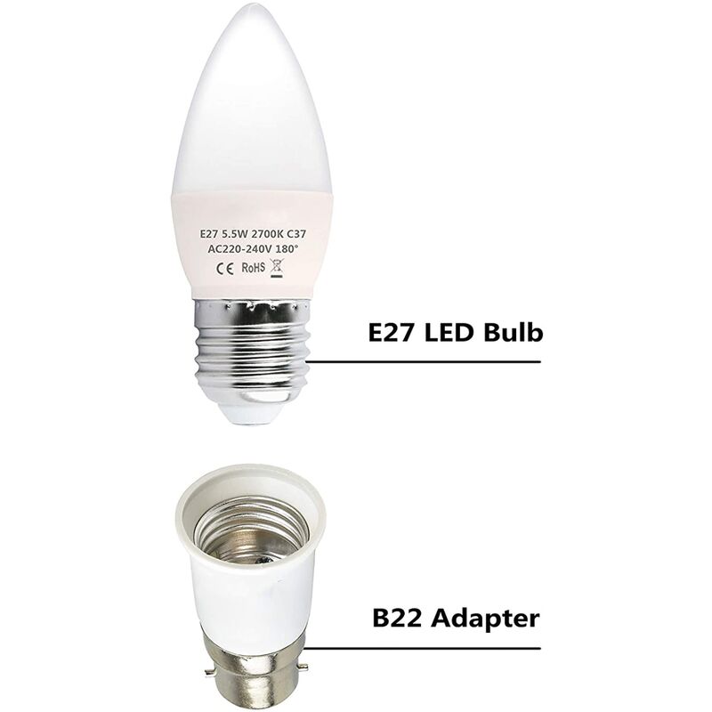 Adaptateur De Douille E27 Vers Gu10, 0-250V, Max. 200W, Convertisseur De  Douille À Visser E27 En Culot Pour Gu10 Ampoule Led, Lampe Halogène Et Cfl,  Adaptateur En Céramique, Lot De 6