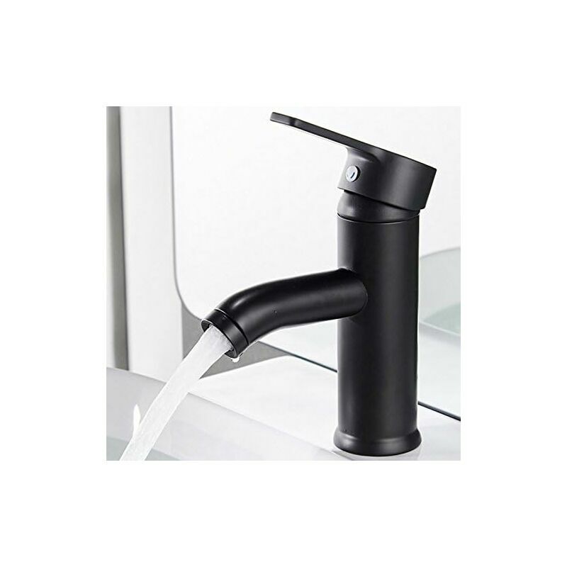 Robinet Noir Mat Cuivre Mitigeur Lavabo Salle de Bain Robinet Eau Chaud  Froid Mate Bassin Robinetterie élégante et design rétro robinet de Levier