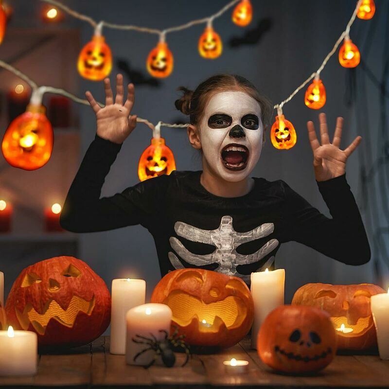 Lumières de citrouille d'Halloween avec télécommande/minuterie, lumières de  citrouille à LED à intensité variable