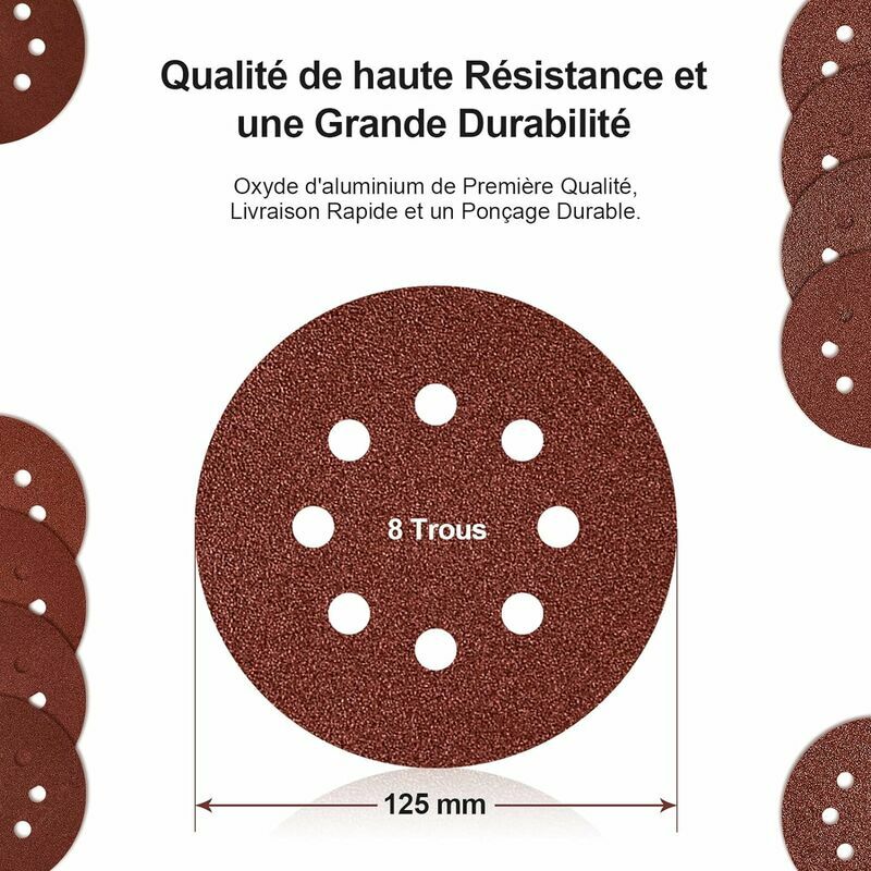 Disque de Ponçage,Papier Abrasif 125 mm 70 Disques -40-60-100-150-240-320 -  600 pour Meulage Fraisage Gravure (10 par taille A91