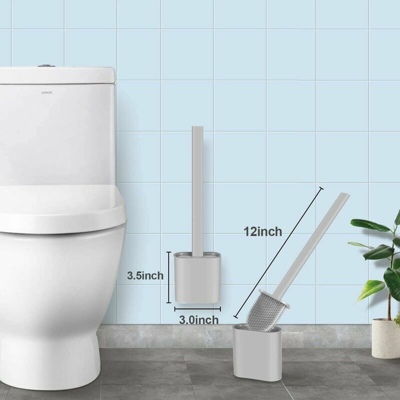 1PCS Brosse WC Silicone et Supports Toilettes Profondeur,Balayette avec  Long Manche en Plastique Antidérapant et Poils Flexibles,Brosse Toilette  avec Support à Séchage Rapide : : Cuisine et Maison