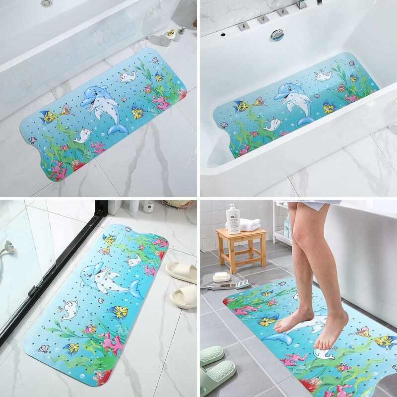 YOCOLE Tapis de Bain Antidérapant Bebe, 100x40cm Tapis Antidérapant  Baignoire, Anti Glisse Tapis de Douche avec 200 Ventouse Matériel de PVC  pour Enfants et Bébé, sans BPA & Lavable en Machine 