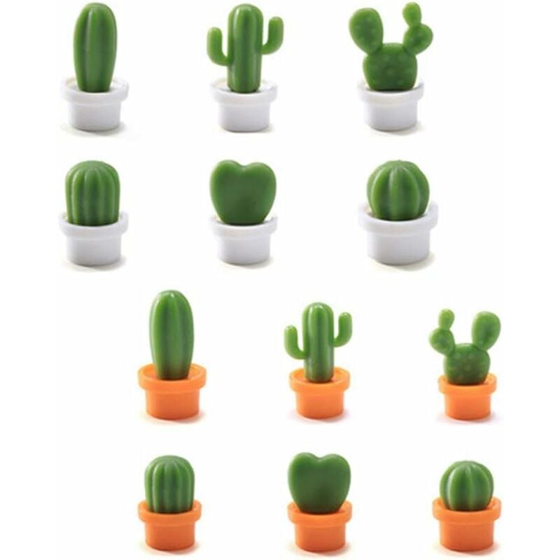 Lot de 12 Pièces Cactus Aimant 3D Frigo, Autocollant Réfrigérateur Aimant  Decoratifs pour la Maison, Armoires de Bureau, Tableaux Blancs et Photos,  Mignon Cactus Magnet Vert