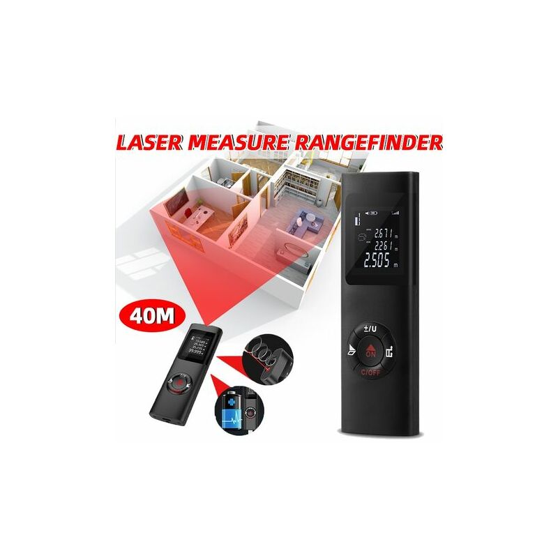 Télémètre laser 40m - longueur m, superficie m2, volume m3