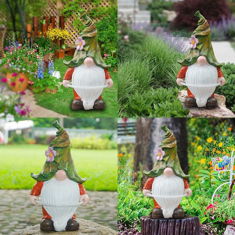 Solaire de Jardin Statue Lumières avec LED Solaire en Résine Synthétique  Nain de au Hula Hoop avec des lumières solaires à LED pour Jardin Patio  Cour Pelouse Décoration Extérieure-Fei Yu