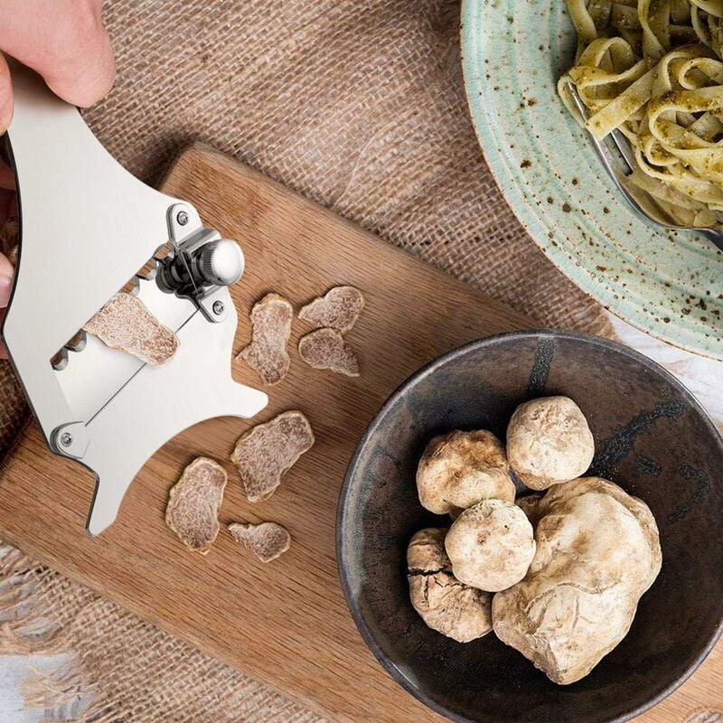 Tokaneit Râpe à Truffe Professionnelle, Eminceur en INOX Mandoline, Rasoir  pour Chocolat, Fromage Légumes Truffe Trancheuse,Lame Réglable