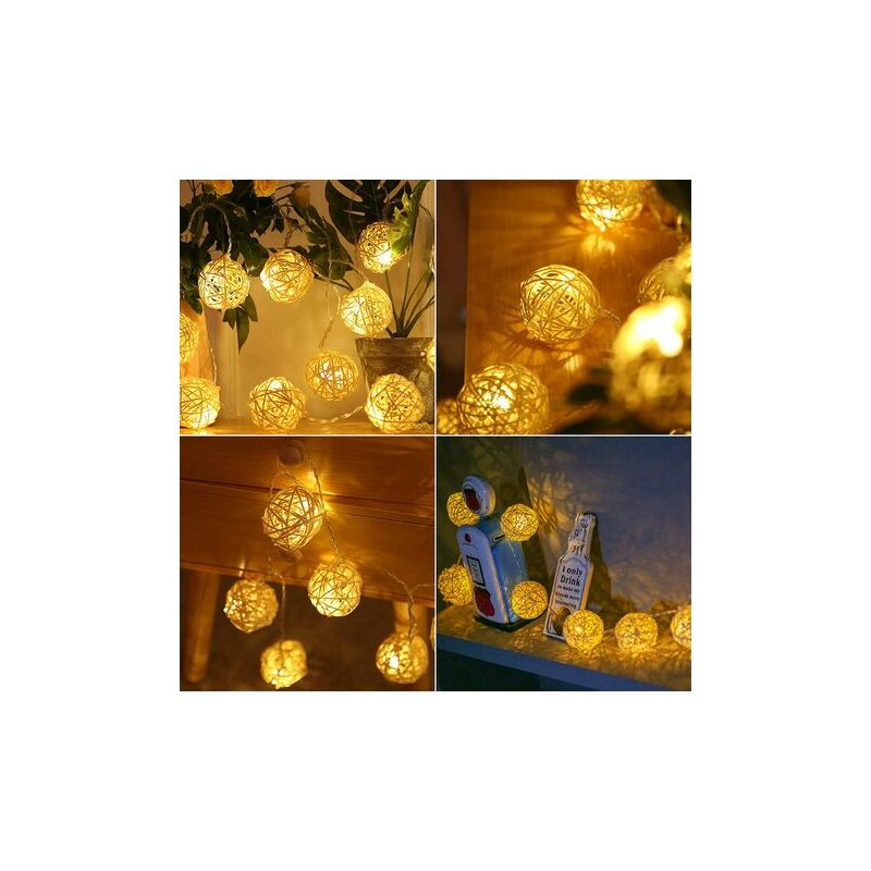 Guirlande lumineuse à piles 20 LED, 2,5 m 20 lumières de Noël Earth Takraw  avec télécommande et minuterie, guirlandes lumineuses d'intérieur pour