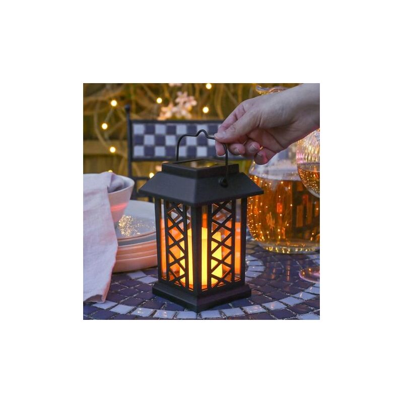 Holiday Lights Lampe Solaire Décorative Extérieure Noir Mat avec Bougie LED  Effet Scintillant Imperméable (Hauteur 17.50