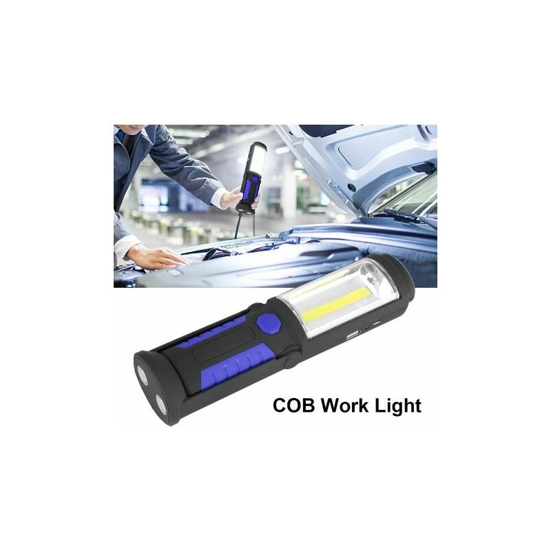 Lampe de travail Led rechargeable avec lampe torche led magnétique 2200mah  Cob Led 650lm 3w (bleu)
