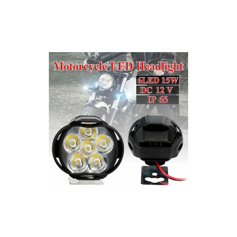 2 pièces 6 LED moto phare haute luminosité étanche Spot lumière Scooters  électriques lampe moteur auxiliaire