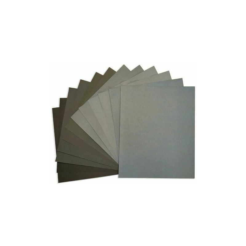 Lot de 12 papiers de verre, papier de verre 23 x 28cm humide sec 1000/1500/ 2000/3000/4000/5000 (2 x 6) feuilles/grains