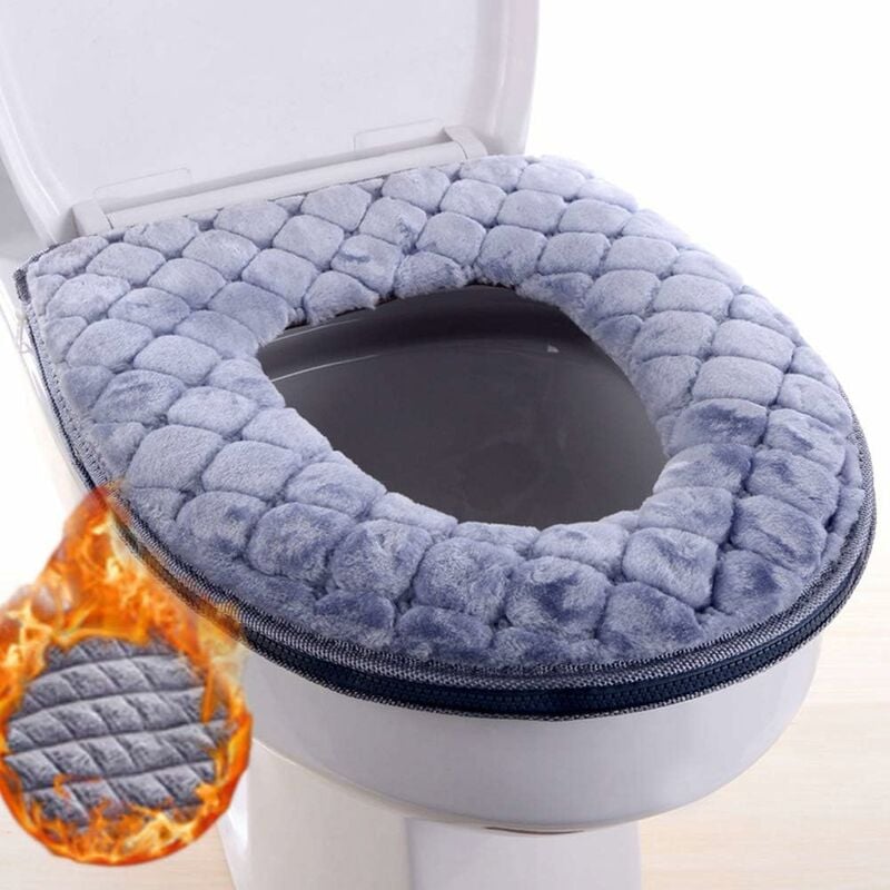 gris clair Mksfy Housse pour abattant de WC Winter Tissu dentelle Fermeture Éclair WC Lot de 3 