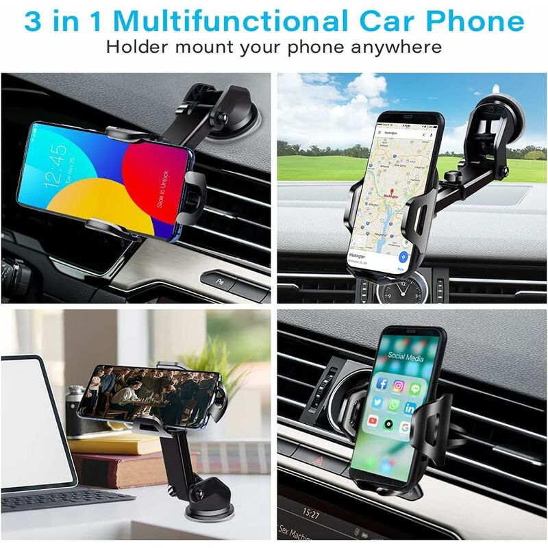 Adorling Support Voiture Telephone Support Telephone Voiture 3 in 1 Porte Telephone  Voiture Ventouse Socle Telephone Voiture Rotation 360 Degrés Universel pour  Tableau Voiture Grille Aeration… : : High-Tech