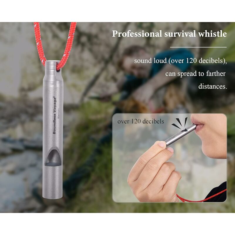 Sifflet en titane Camping en plein air Randonnée Chasse Escalade Urgence  Survie Sifflet fort Entraînement Sport Porte-clés Alarme Sifflet avec  lanière 2 Pack