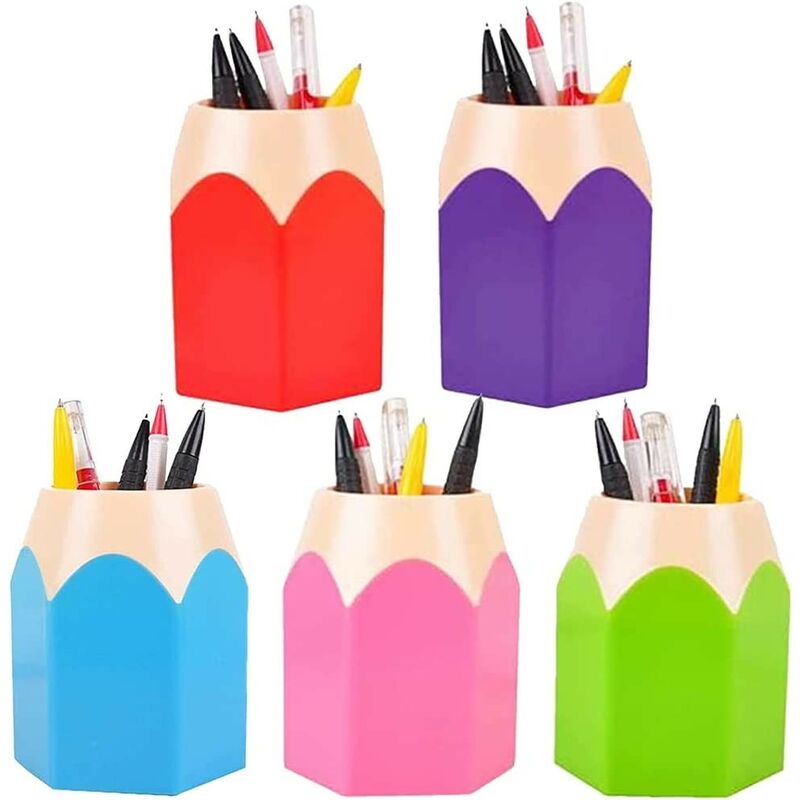Porte-stylo, gobelet à crayons en plastique de forme inclinée unique pour  bureau 5 emplacements grande capacité porte-pinceau maquillage papeterie  organisateur pour bureau école maison (carré)
