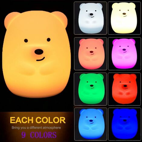 Veilleuse pour enfants Chambre Lampe Bebe Veilleuse Multicolore veilleuse  enfant LED Veilleuse 9 Couleurs Veilleuse Bébé Veilleuse Veilleuse silicone  (Télécommande + Tactile Dimm) - Grand Renard,Yeuri