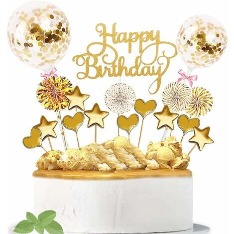 Decoration Gateau Anniversaire,17 pièces Joyeux Anniversaire Cake Topper,Cake  Topper gâteau d'anniversaire,Happy Birthday