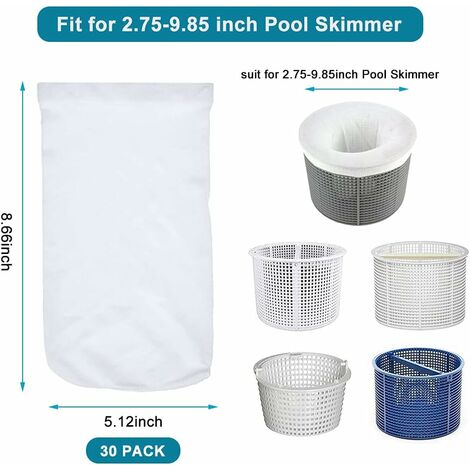 30 Pièces de Chaussettes pour Skimmer de Piscine Pool Filter Saver