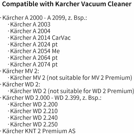 15 sacs d'aspirateur pour Karcher Wd2 Mv2 6.904-322.0 Wd 2.200 Wd2250 A2004  A2054 A2099 Wet & Sacs filtrants en papier de remplacement pour aspirateur  sec, B