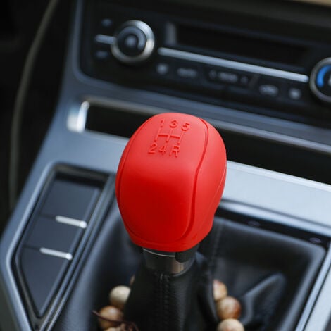Couvercle bouton levier vitesse voiture 5 vitesses silicone élastique  (rouge)