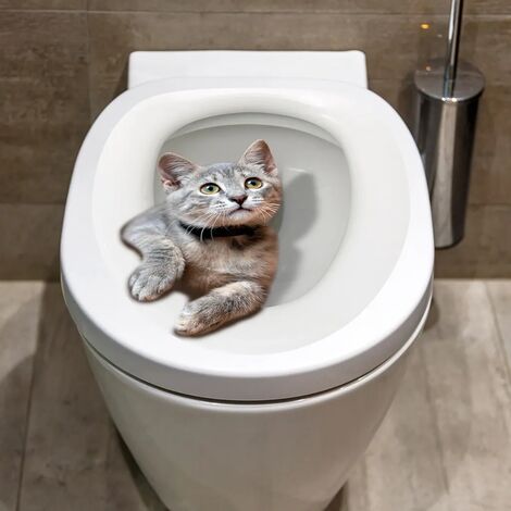 Autocollants toilettes chat mignon - Décoration salle de bain