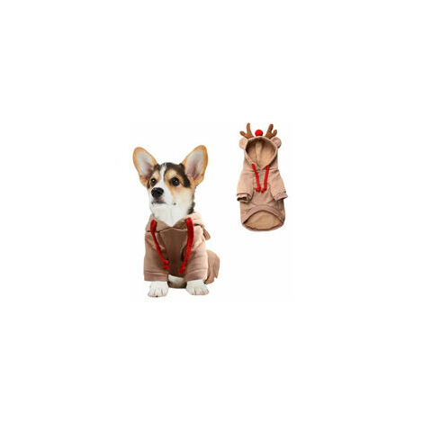 Vêtements pour chiens en peluche Coral Cartoon Deer Pet Dresses (Robes pour  animaux de compagnie)