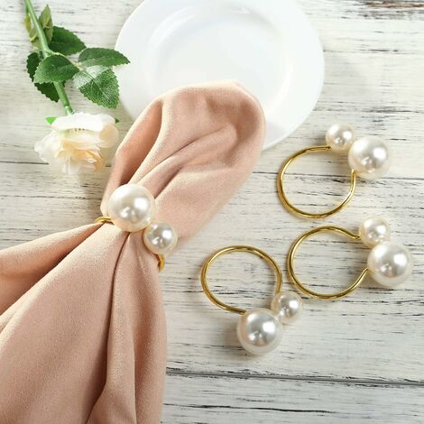 12 ronds de serviette boucle de serviette en or avec perles porte