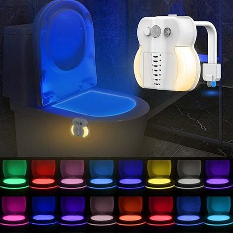 Lampe de Toilette Veilleuse LED Détecteur de Mouvement Éclairage avec  Couleurs Multicolores Idéal pour Cuvette Siège Salle de Bain C