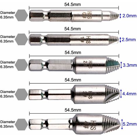 14 pièces ensemble d'outils de retrait d'écrou endommagé 1/4 -3/4  6.35-19mm acier 