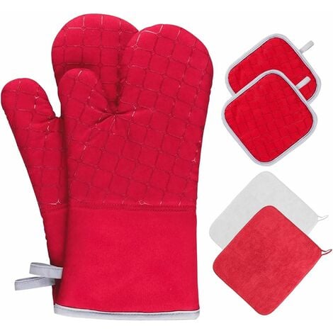 Ensemble de 6 gants de cuisine et maniques, 2 gants résistants à la chaleur  et antidérapants