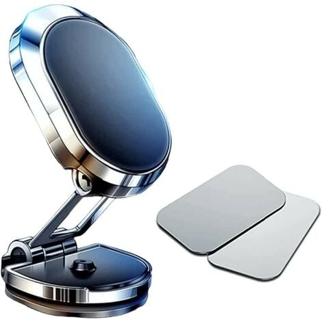 Support Magnetique Telephone Voiture Pliable Aimant Téléphone Voiture avec  Base Pliable 360° Universel Porte Portable Voiture Compatible avec Samsung