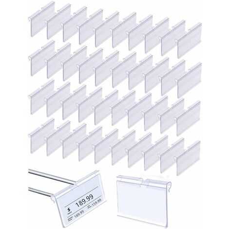 Cadre d'étiquette transparente, 40 étiquettes en plastique, supports d'étiquette  de prix transparents, pour les