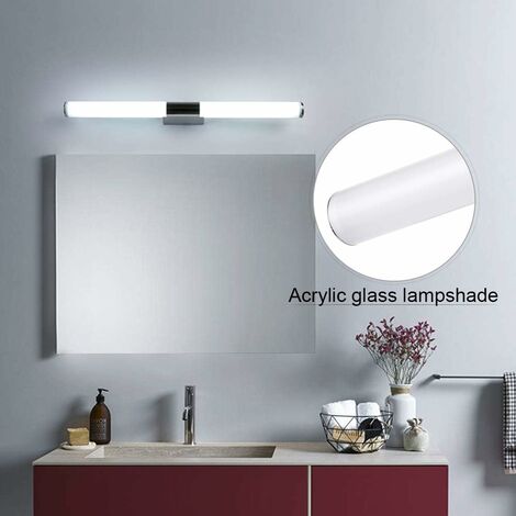 Lampe avant miroir LED en fer acrylique blanc froid 3 tailles