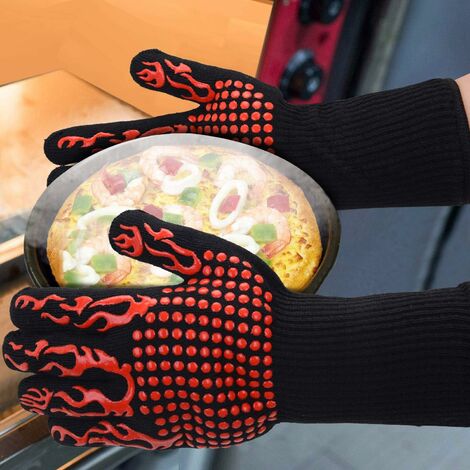 Triomphe gant anti-chaleur gant cuisine gant gant four jusqu'à 800 ° C gants  de cuisine résistant à la chaleur universelle et gants antidérapants pour  barbecue cuisine cuisine et cheminée, noir, 1 pai
