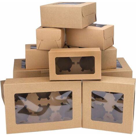 Paquet de 12 boîtes à biscuits boîtes-cadeaux avec fenêtre, petites boîtes  à gâteaux boîtes de