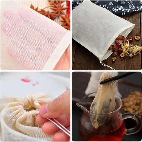 Sachets filtre à thé jetables ensemble de 200, Sachet de thé en papier à  usage unique avec cordon, matériau sûr et naturel, sac pour infuseur à thé  vide. : : Cuisine et
