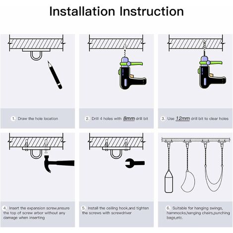 Crochet à ressort oscillant, cintres de balançoire 360rotate avec 2  mousquetons, kit de suspension de chaise de hamac en acier inoxydable peut  être utilisé pour suspendre des hamacs, balançoire C