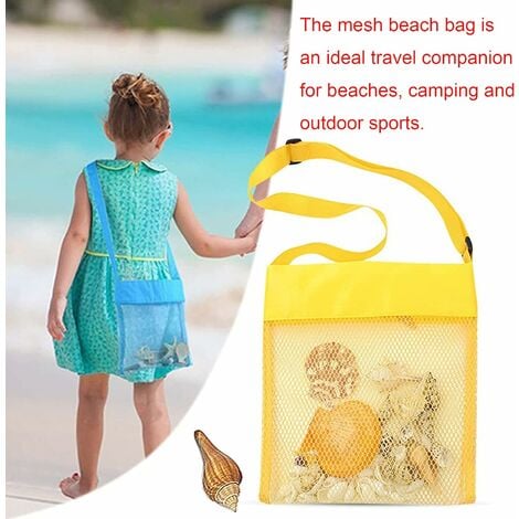 Grand sac de plage en maille pour enfants, sac de rangement