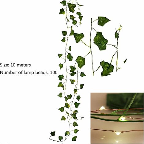 10 Mètres 100 LED Guirlande De Lierre Artificiel Lumière Plante